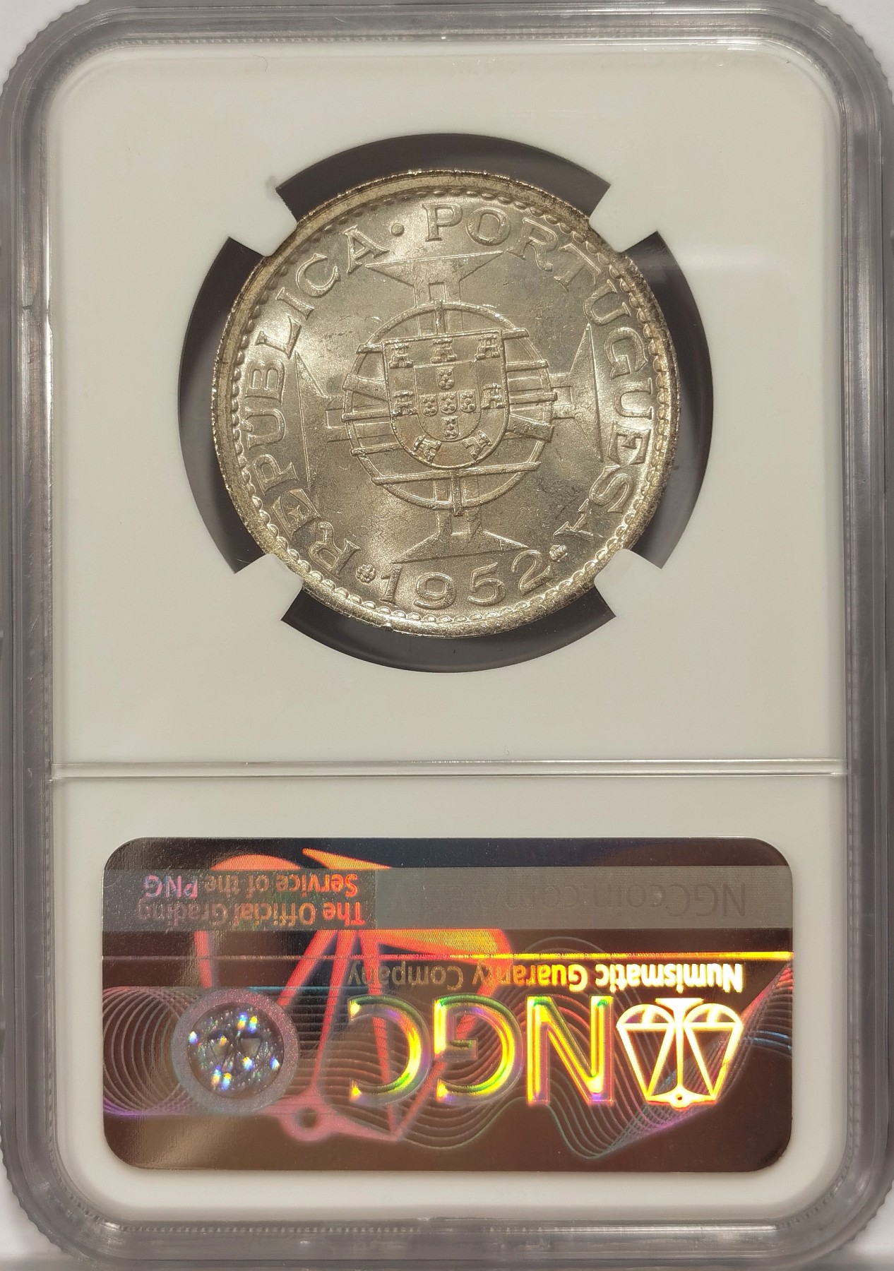 博洋堂世界钱币拍卖第038期（全场包邮） NGC MS64 澳门1952年伍圆银币