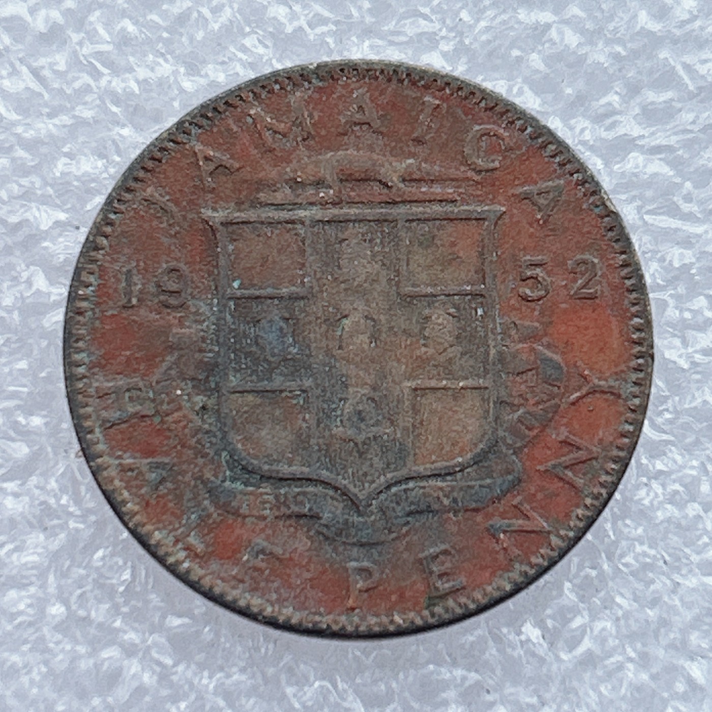 全场一元起拍 世界钱币散币场 第15期 牙买加1952年 1/2便士  乔治六世像