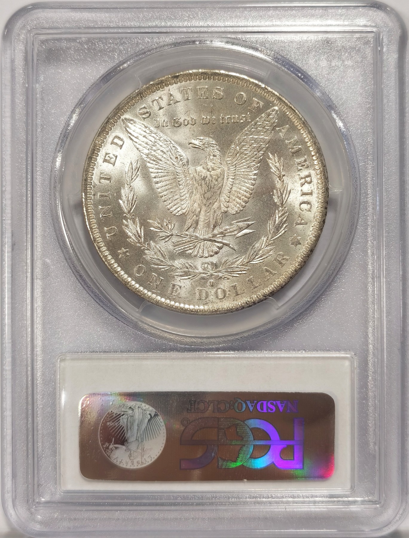 博洋堂世界钱币拍卖第038期（全场包邮） PCGS MS64 1884年O版美国摩根银币，环彩包浆，PCGS经典老盒难得