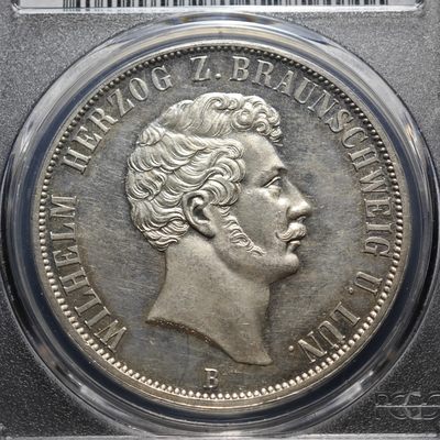 1856年 德国布伦瑞克2泰勒大银币 PCGS MS64PL