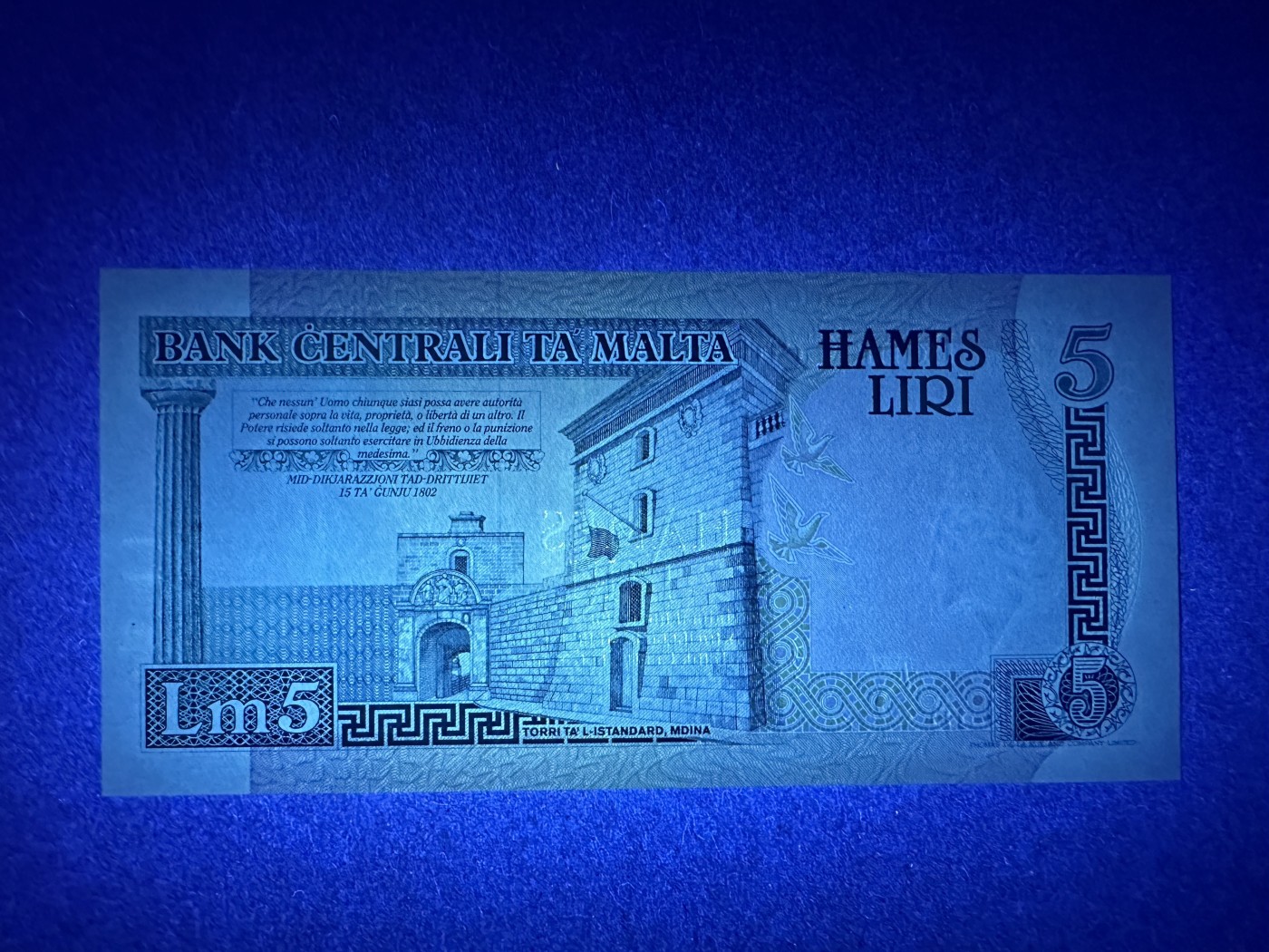 《张总收藏》113期—缤纷外币 精品荟萃 马耳他5里拉 UNC 1989年初版