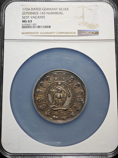 1724年 德国希尔德斯海姆宗座缺位大银章 NGC MS63