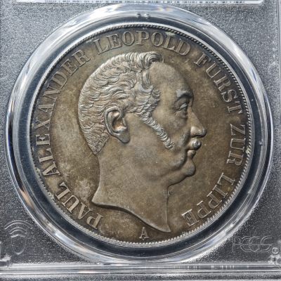 1843年 德国利普-德特莫尔德2泰勒大银币 PCGS MS62