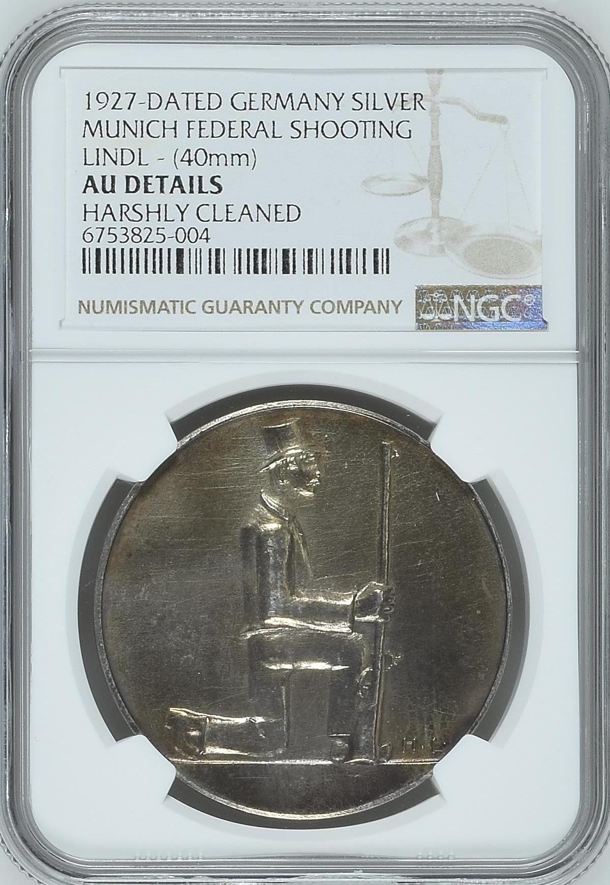 博洋堂世界钱币拍卖第038期（全场包邮） NGC AUD 德国1927年慕尼黑射击节银章 稀少