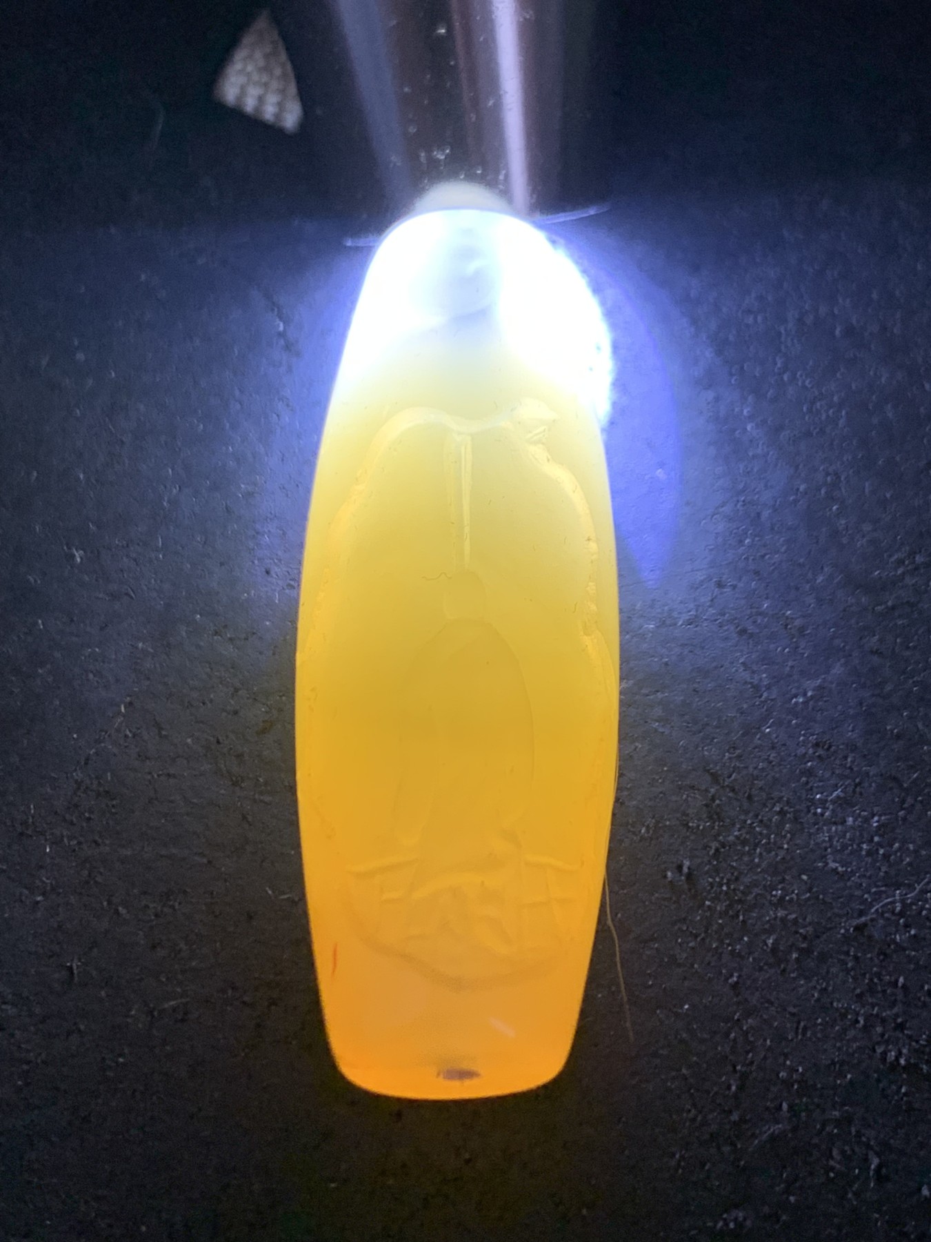 精美高玉化亚光海洋玉髓手工俏色巧雕开门见福大桶珠一个！