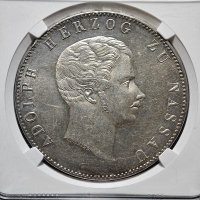 1844年 德国拿骚2泰勒银币 NGC MS61