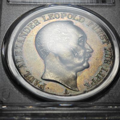 1843年 德国利普-德特莫尔德2泰勒大银币 PCGS MS62