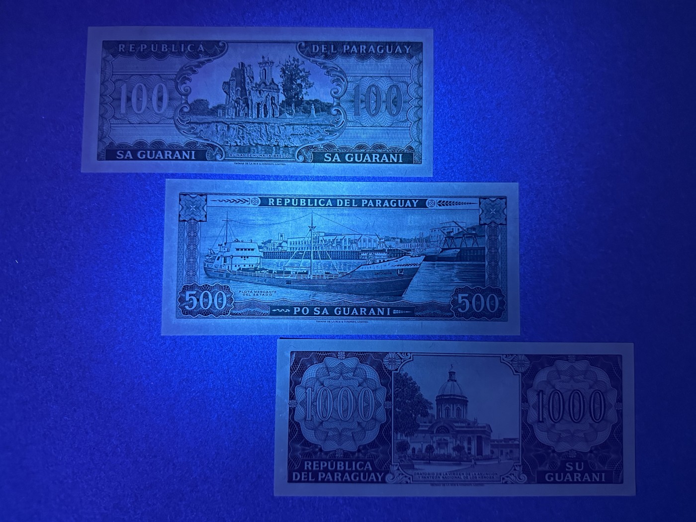 《张总收藏》113期—缤纷外币 精品荟萃 巴拉圭100、500、1000元3张 UNC 1982年