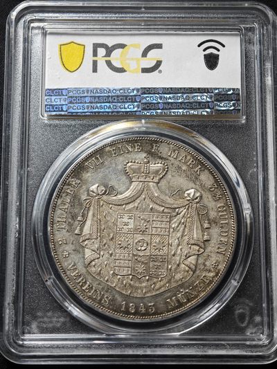 1843年 德国利普-德特莫尔德2泰勒大银币 PCGS MS62