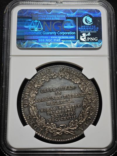 1818年 瑞士伯尔尼大熊泰勒银币 NGC MEDAL MS64