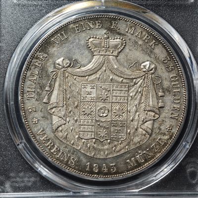 1843年 德国利普-德特莫尔德2泰勒大银币 PCGS MS62