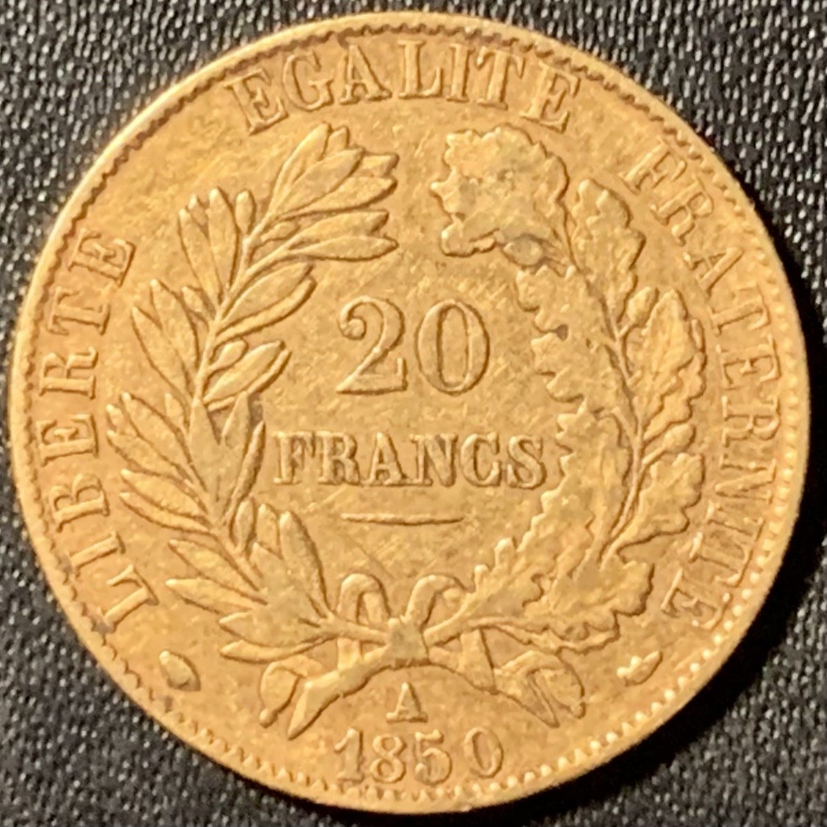 紫瑗钱币——第294期拍卖 法国 1850年 A版 谷物女神 20法郎 6.45克 0.9金 