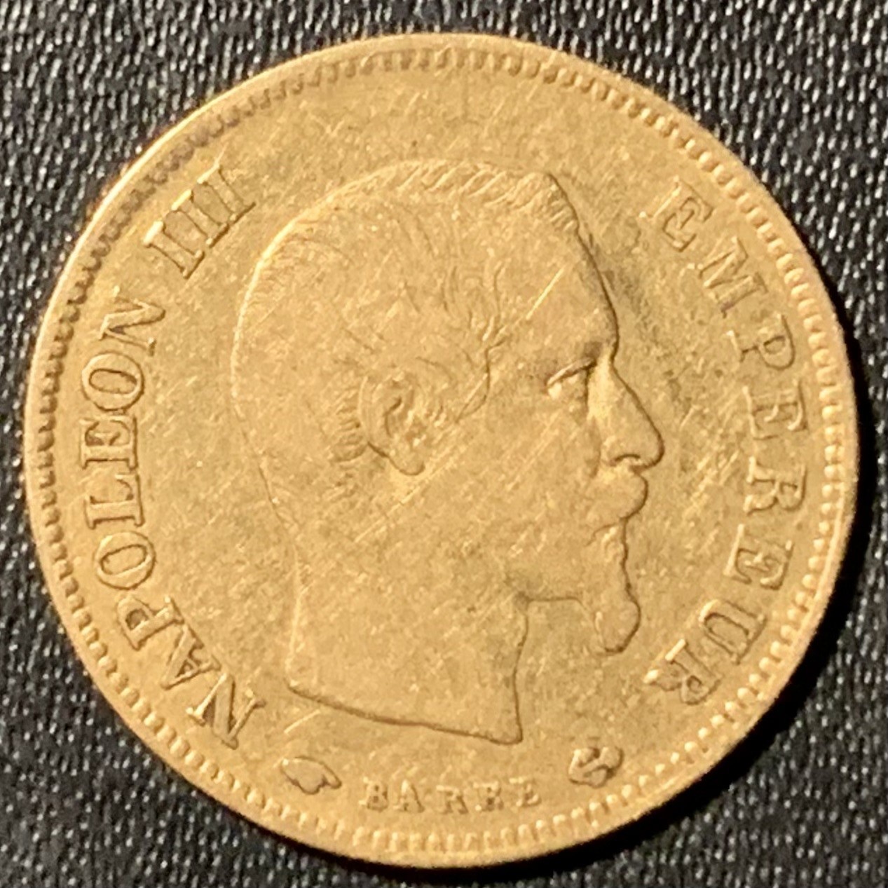 紫瑗钱币——第294期拍卖 法国 1858年 A版 拿破仑三世 10法郎 3.225克 0.9金