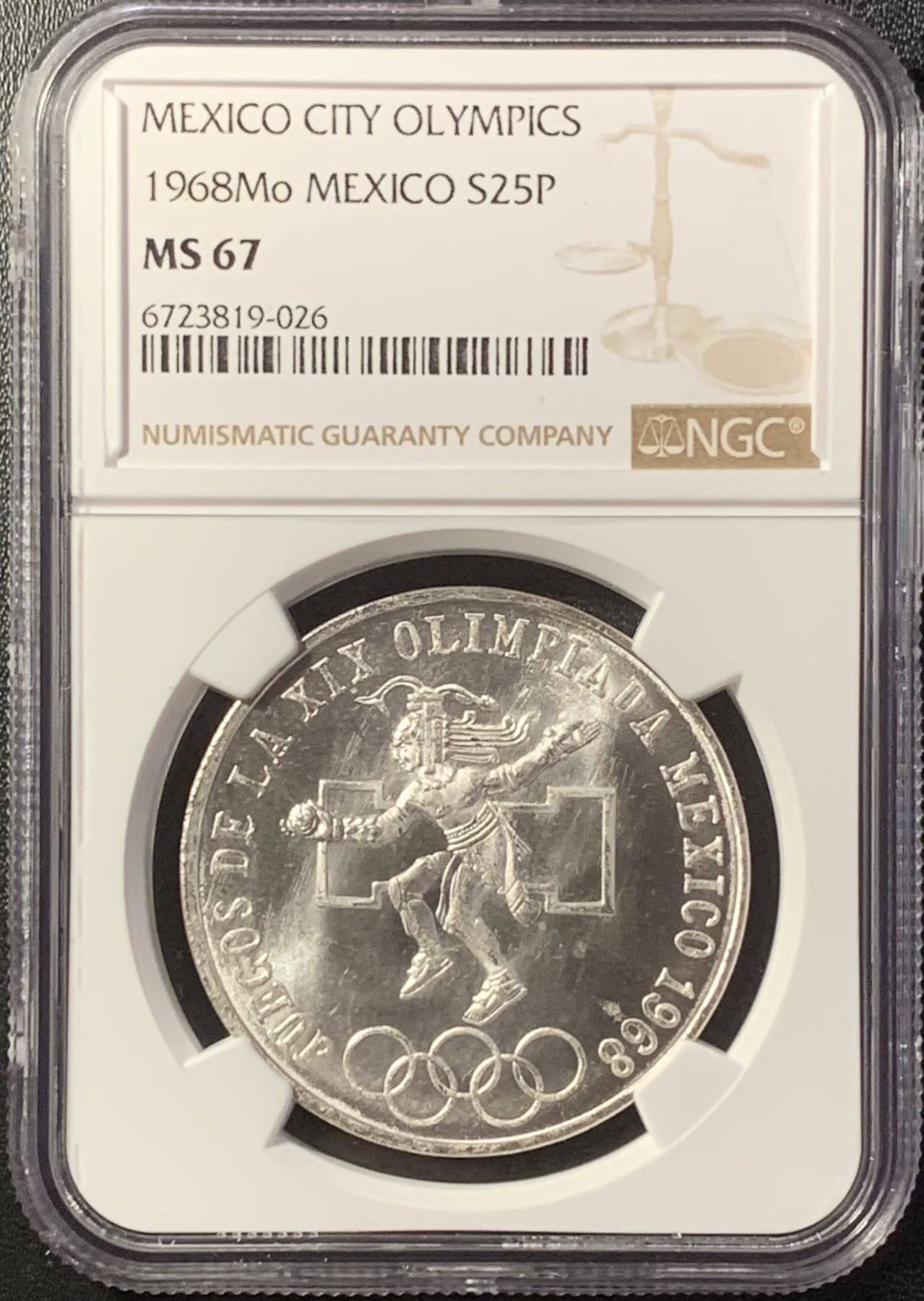 紫瑗钱币——第294期拍卖 墨西哥 1968年 墨西哥城奥运会 25比索 银币 NGC MS67