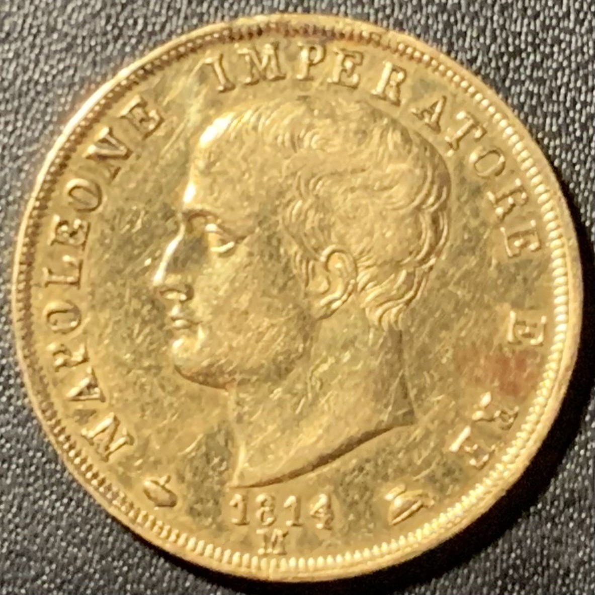 紫瑗钱币——第294期拍卖 意大利王国 1814年 拿破仑三世 40里拉 12.9克 0.9金 
