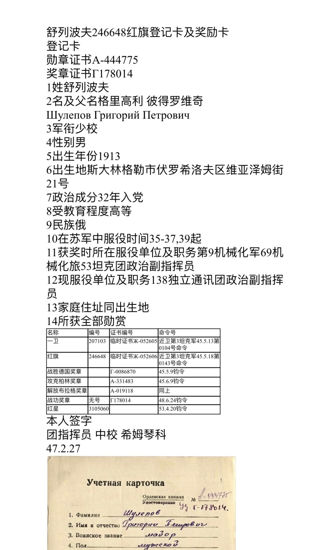 大猫徽章拍卖第230期 苏联红旗勋章1⃣️ 档案齐全 坦克指挥官