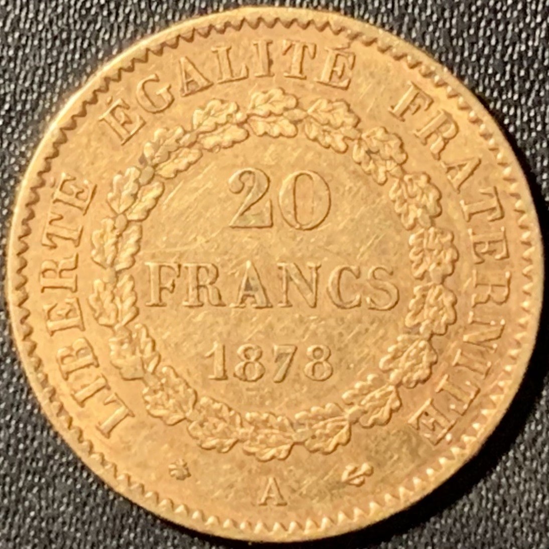 紫瑗钱币——第294期拍卖 法国 1878年 守护天使 20法郎 6.45克 0.9金