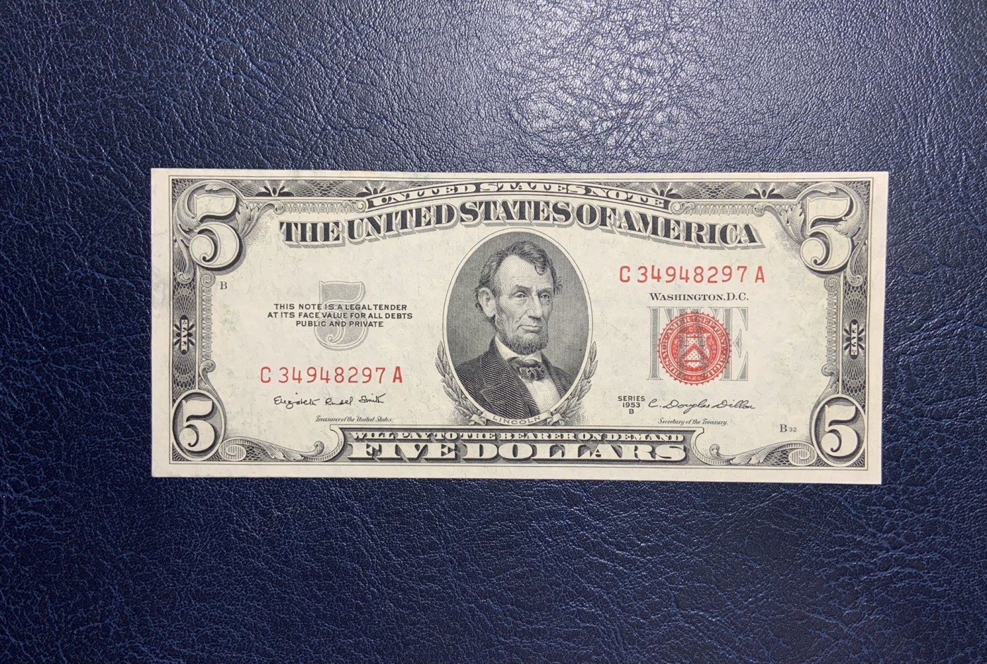 收藏联盟Quantum Auction 第280期拍卖  美国1953年政府券5元 品相UNC 边缘和票面轻微瑕疵