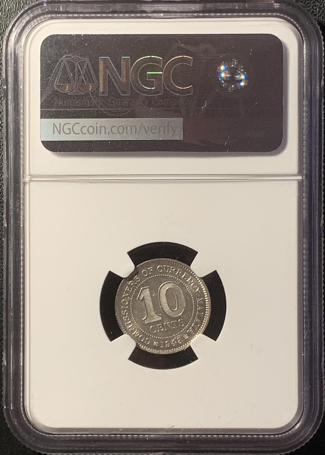 紫瑗钱币——第294期拍卖 马来亚 1943年 乔治六世 10分 银币 NGC MS62