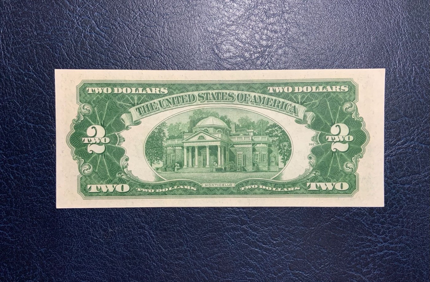收藏联盟Quantum Auction 第280期拍卖  美国1953年政府券2元 品相UNC AA冠号码无4  上边缘黑线为原始印刷分界线残留