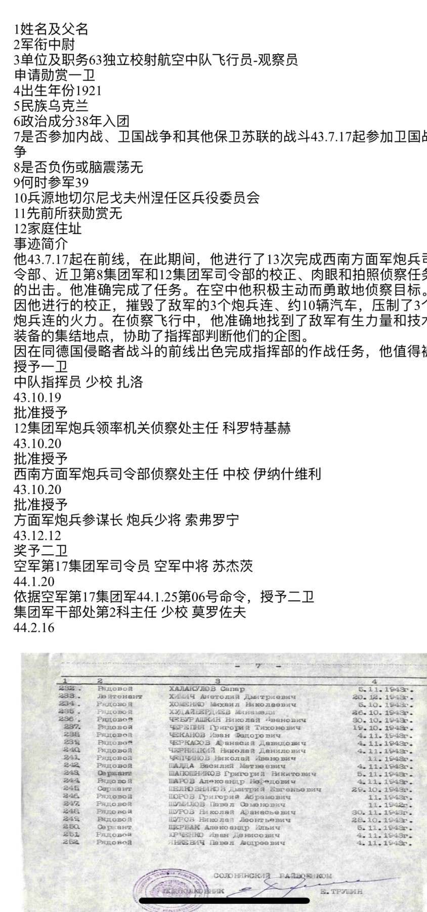 大猫徽章拍卖第230期 苏联43二卫1⃣️ 档案齐全 飞行员 牺牲后发给其母亲