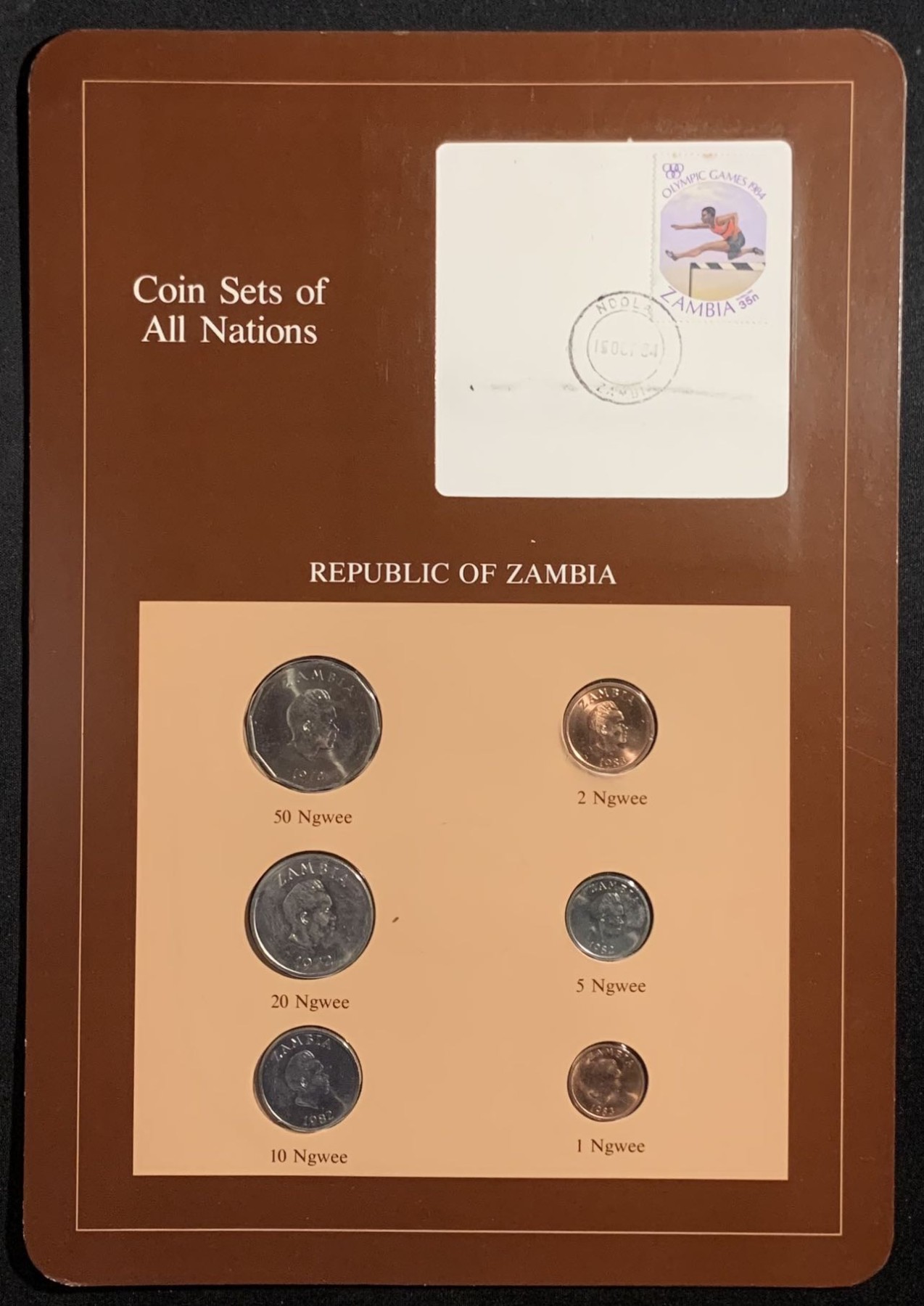 紫瑗钱币——第294期拍卖 赞比亚 富兰克林卡装 1—50恩韦 6枚全套 UNC