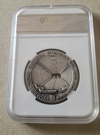 【币将精彩】世界钱币拍卖拍卖（2026-4-28） 瑞士名品圣哥达公路隧道镂空大银章信泰评级72克