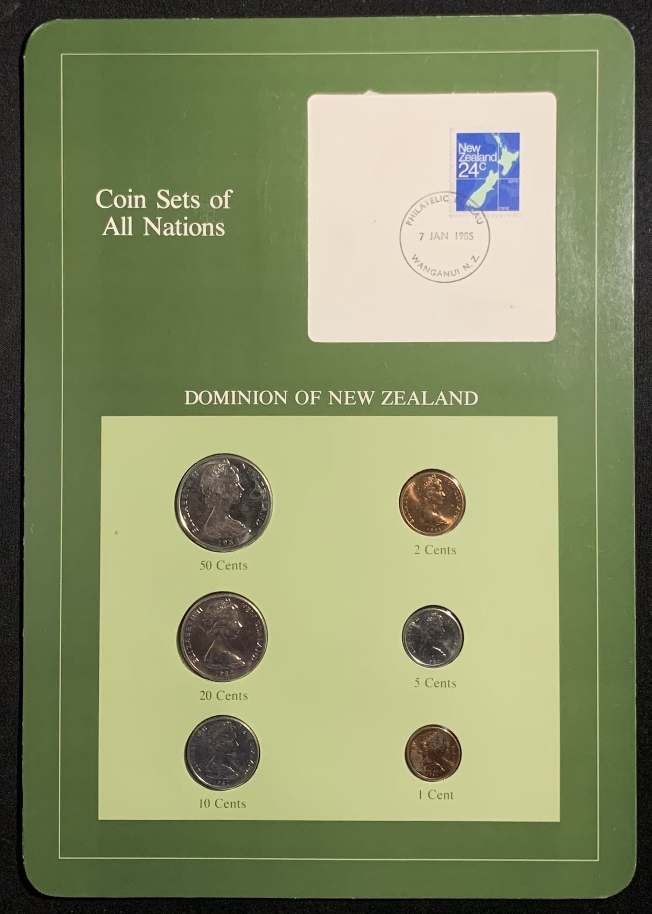 紫瑗钱币——第294期拍卖 新西兰 富兰克林卡装 1—50分 6枚全套 UNC