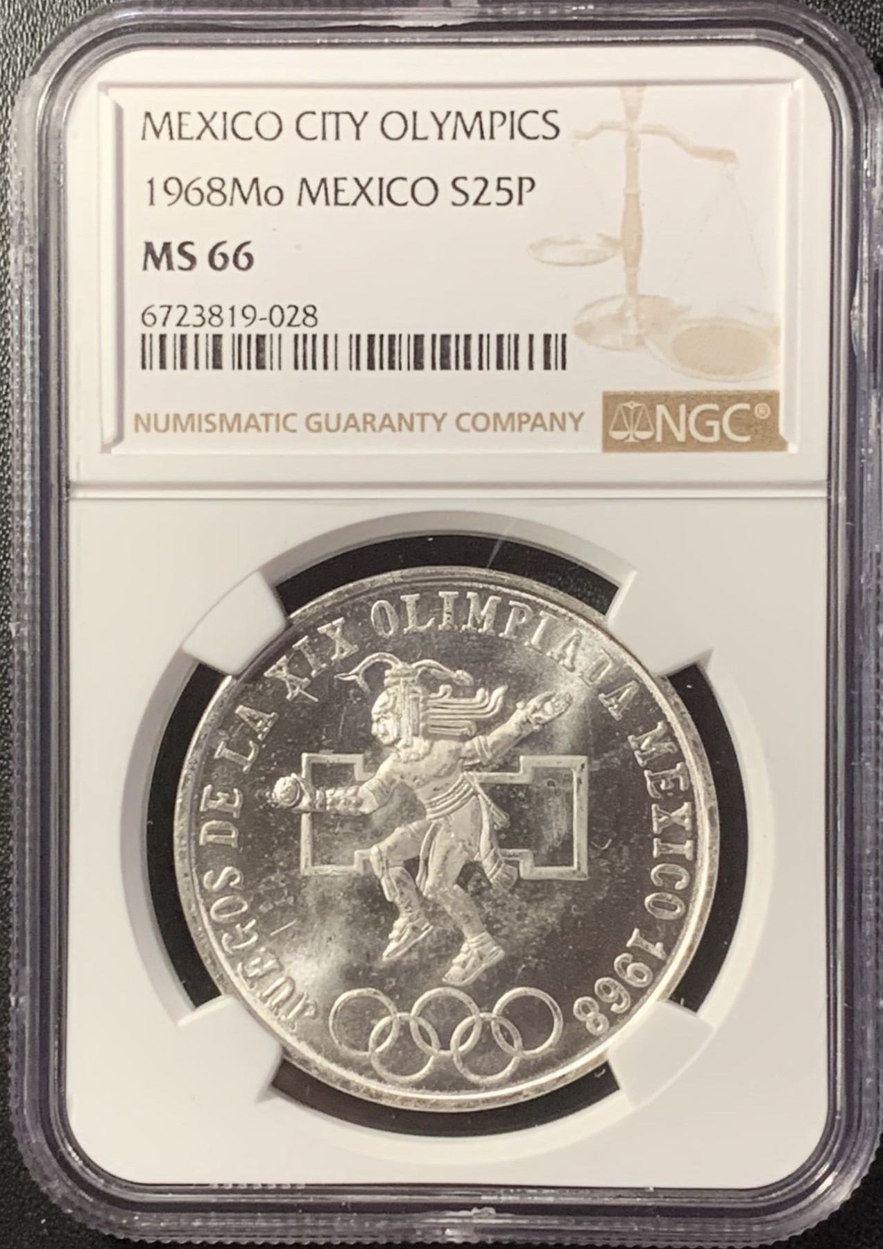 紫瑗钱币——第294期拍卖 墨西哥 1968年 墨西哥城奥运会 25比索 银币 NGC MS66