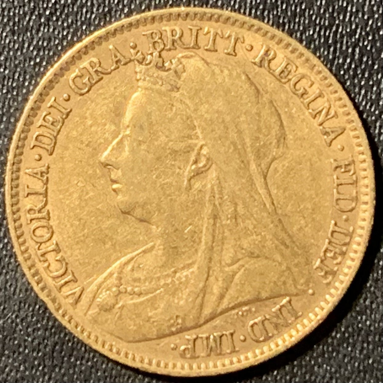 紫瑗钱币——第294期拍卖 英国 1894年 伊丽莎白 披纱 1/2磅 3.999克 0.917金