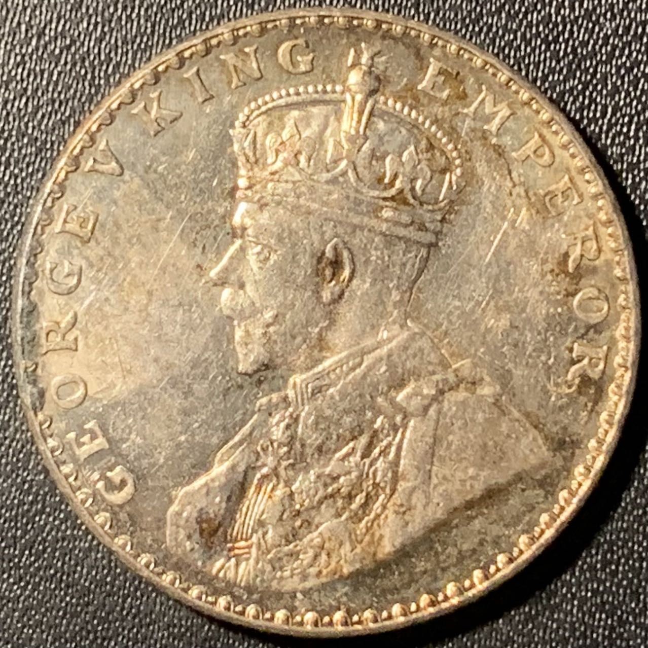 紫瑗钱币——第315期拍卖 英属印度 1912年 B版 乔治五世 1卢比 11.67克 0.917银 UNC