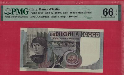意大利1982年10000里拉 P-106b 无47 欧洲纸币 实物图 UNC - 意大利1982年10000里拉 P-106b 无47 欧洲纸币 实物图 UNC