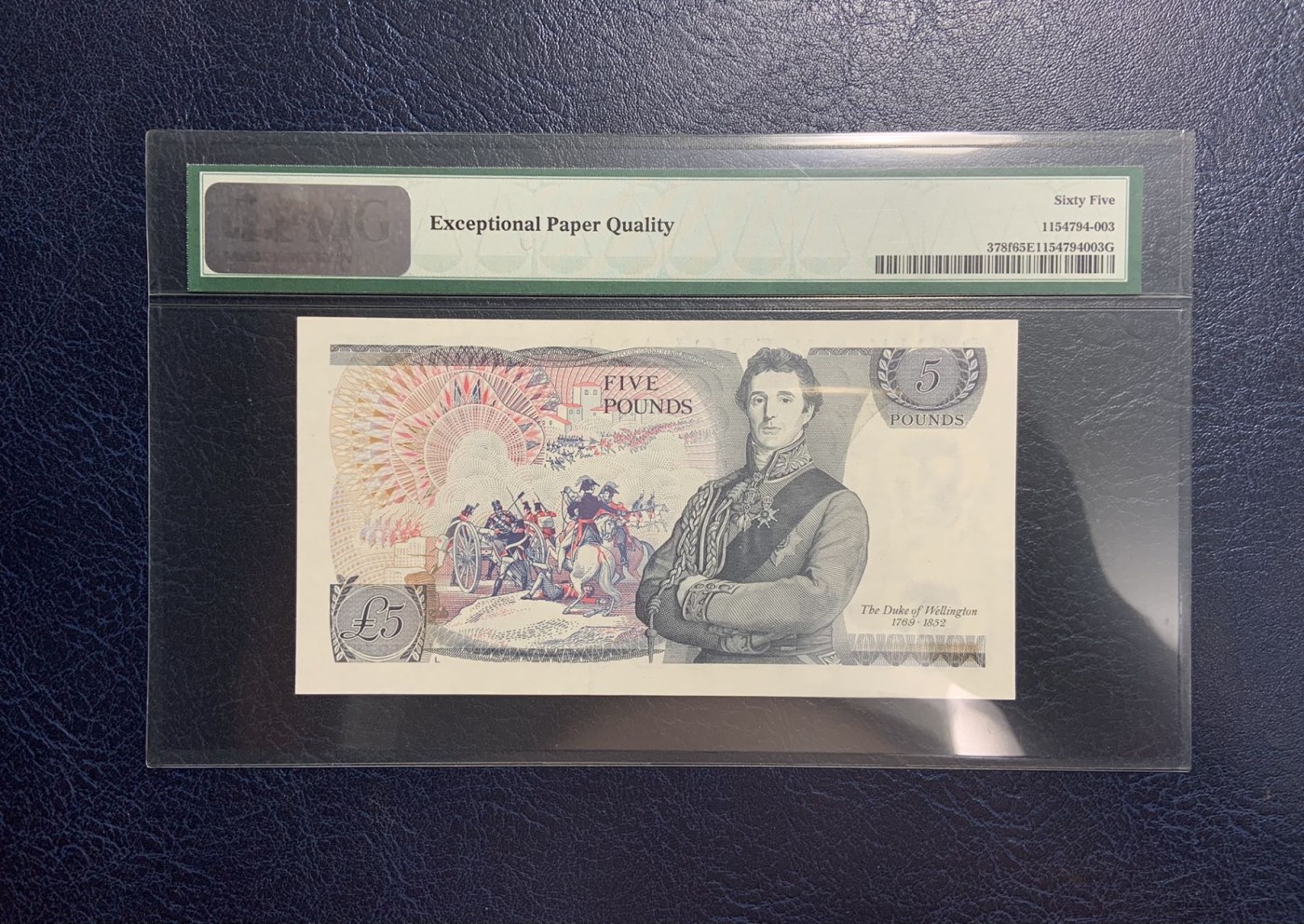 收藏联盟Quantum Auction 第281期拍卖  英国1988-91年5镑 PMG65 经典一代壳 威灵顿公爵