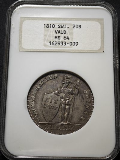 1810年 瑞士雇佣兵20巴增银币 NGC MS64