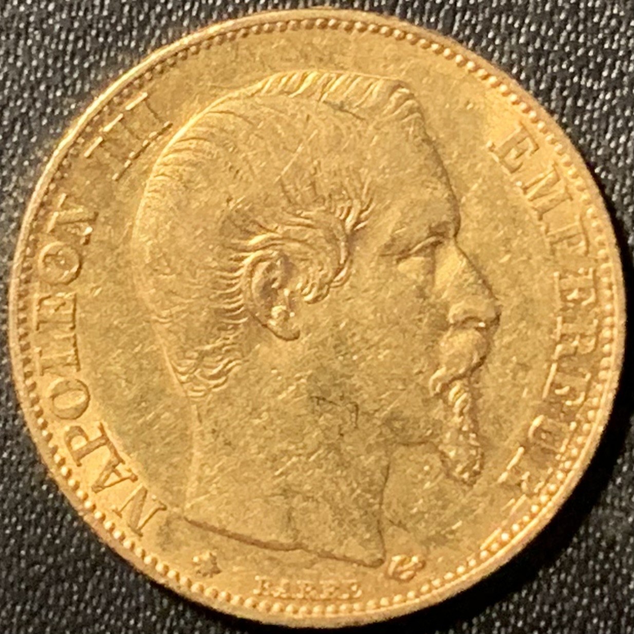 紫瑗钱币——第294期拍卖 法国 1859年 BB版 拿破仑 光头 20法郎 6.45克 0.9金 