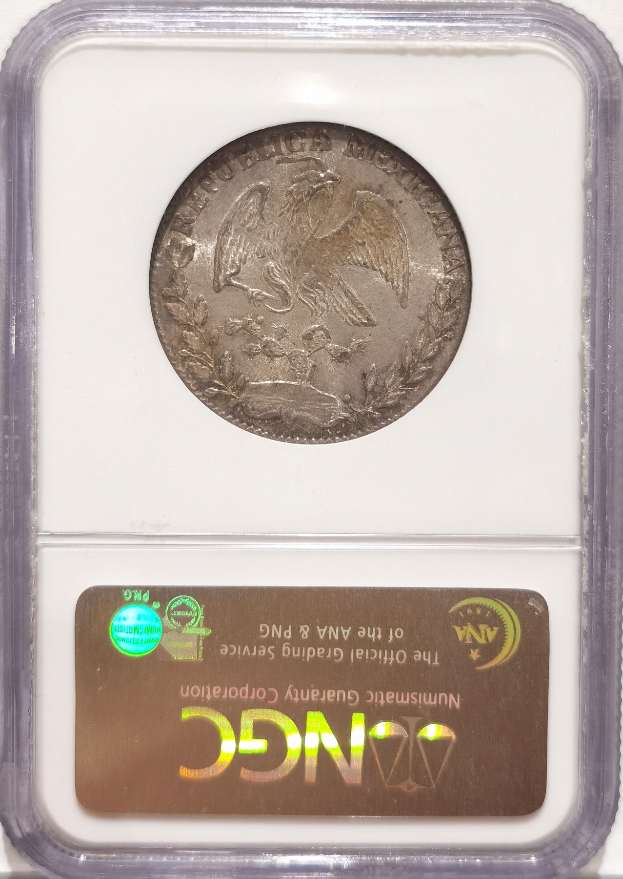 博洋堂“纯白金之夜”精品专场暨第039期（全场包邮） NGC MS63 墨西哥1868/58年GO YF版4R鹰洋，4R难度远胜8R，顶级高分，N记所有年份墨西哥4R鹰洋超过MS63的全球仅有16枚！