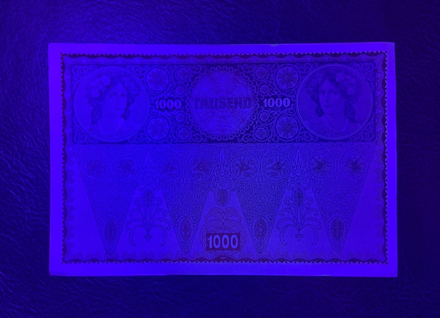 收藏联盟Quantum Auction 第281期拍卖  奥匈帝国1902年1000克朗加盖奥地利 品相UNC- 大票幅 号码全程无47