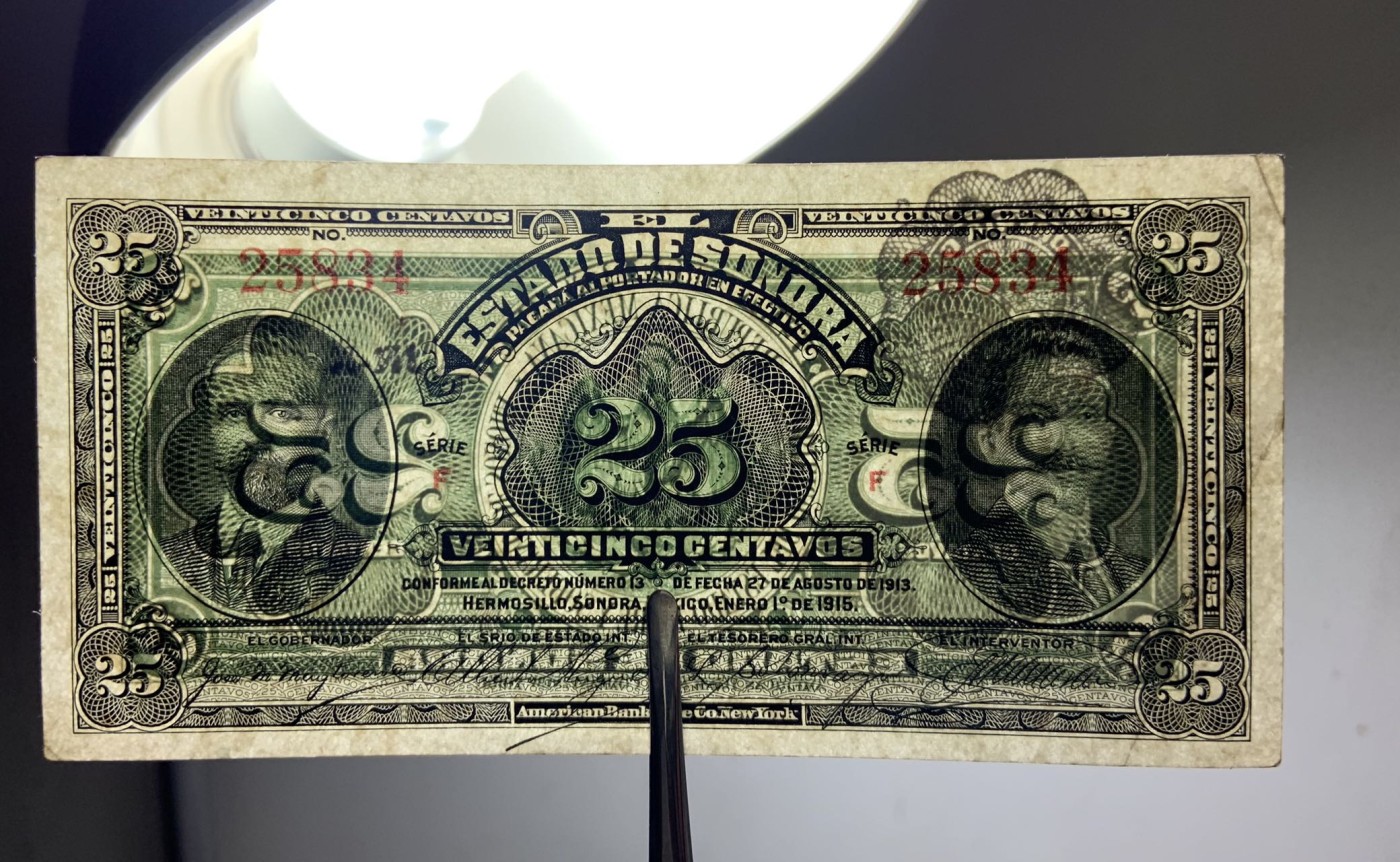 收藏联盟Quantum Auction 第281期拍卖  墨西哥1913年25分 品相UNC- 短号序列 乱蛇号 