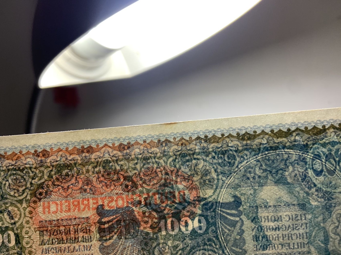 收藏联盟Quantum Auction 第281期拍卖  奥匈帝国1902年1000克朗加盖奥地利 品相UNC- 大票幅 号码全程无47
