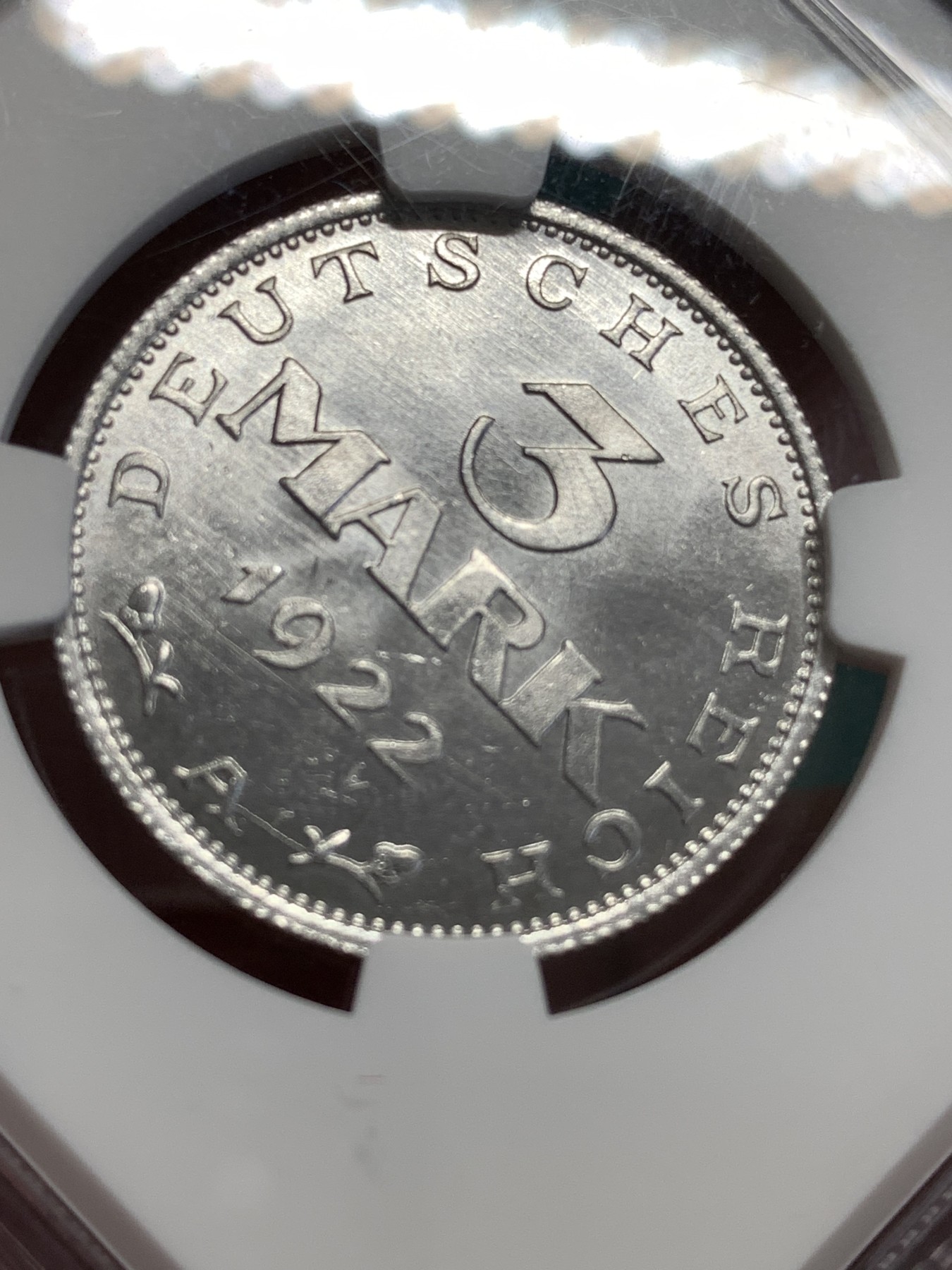 《竞宝斋》第189场-周日，周一 2场 (全场包邮) NGC MS63 德国1922年3马克铝币