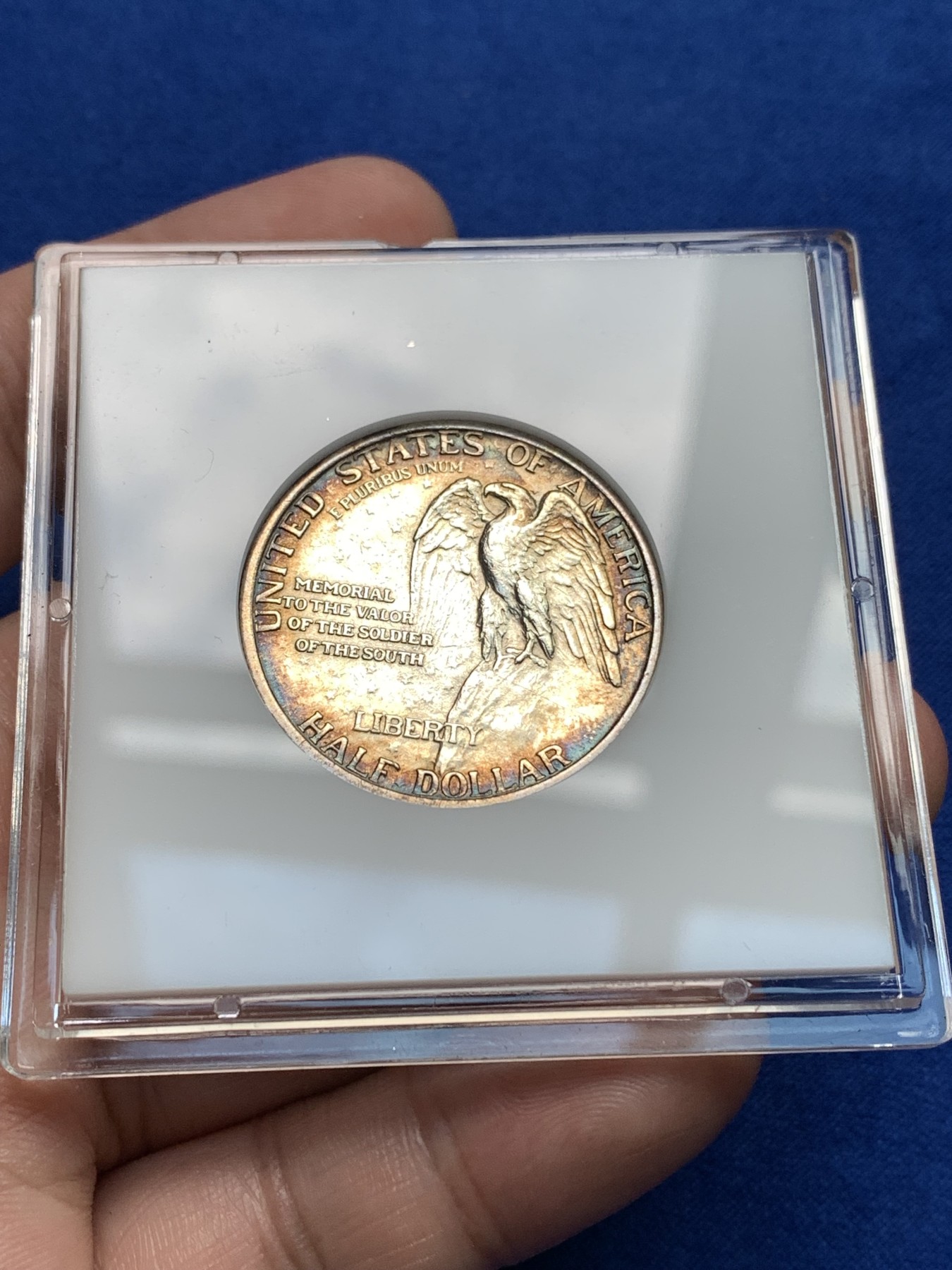 《竞宝斋》第189场-周日，周一 2场 (全场包邮) 美国1925年石山半美元纪念银币 背面带包浆 带亚克力盒