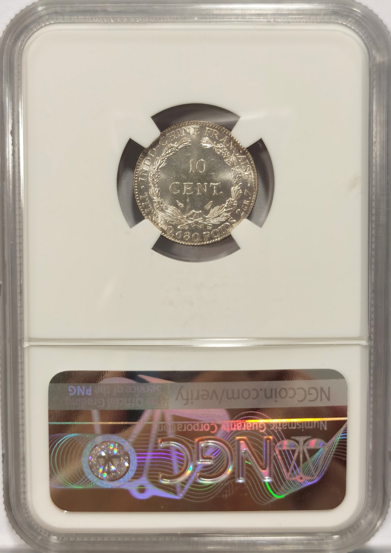 博洋堂“纯白金之夜”精品专场暨第039期（全场包邮） NGC MS65 法属印度支那1937年10分银币