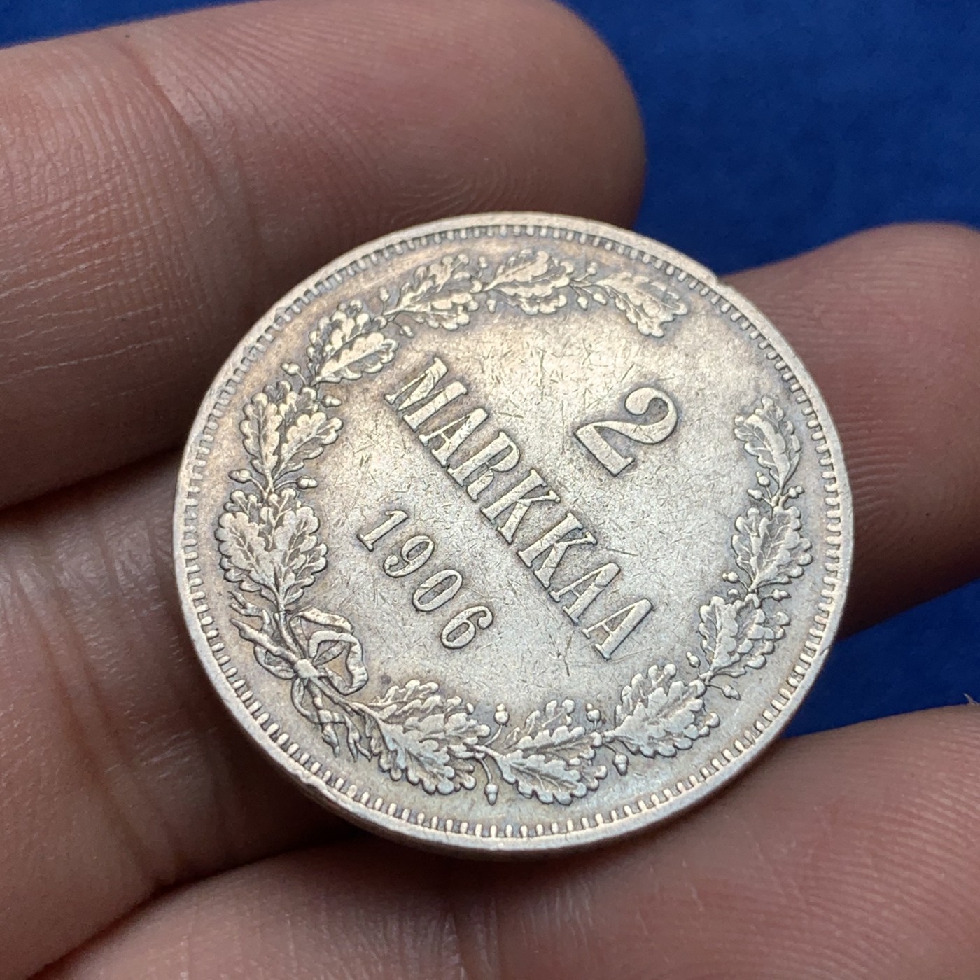 《竞宝斋》第189场-周日，周一 2场 (全场包邮) 1906年俄占芬兰2马克双头鹰银币 该组钱币银币最大面值