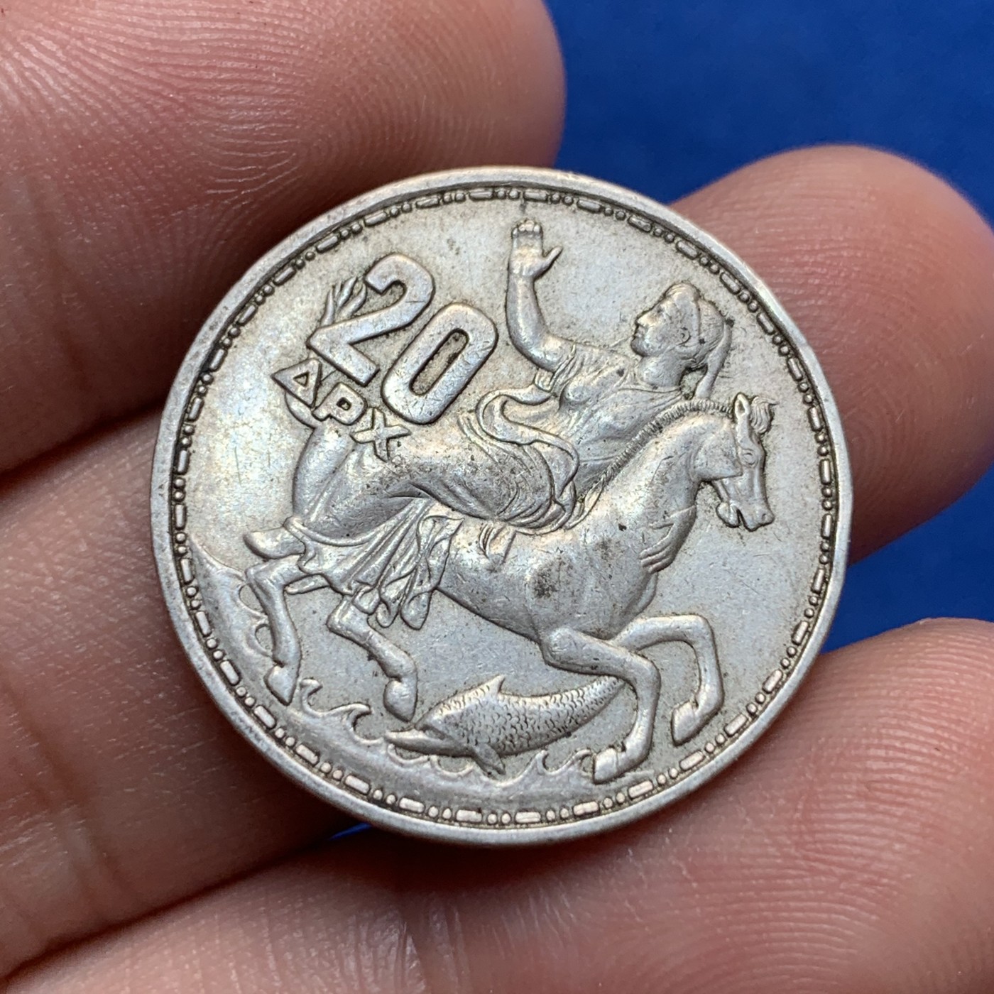 《竞宝斋》第189场-周日，周一 2场 (全场包邮) 希腊1960年20德拉赫迈银币