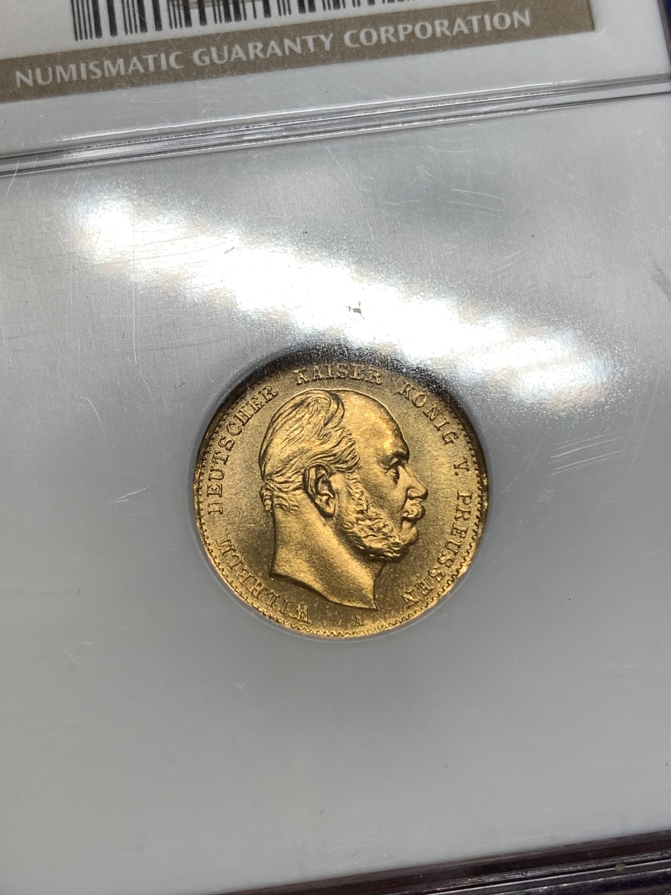 《竞宝斋》第189场-周日，周一 2场 (全场包邮) NGC-MS67 1872A德国普鲁士10马克金币，超高分 3.98克900金