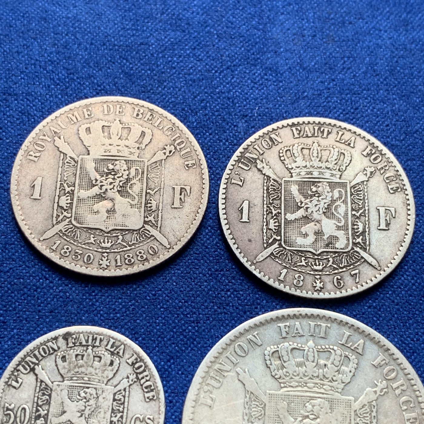 《竞宝斋》第189场-周日，周一 2场 (全场包邮) 4枚一组 比利时利奥波德50分-2法郎银币 少见品种