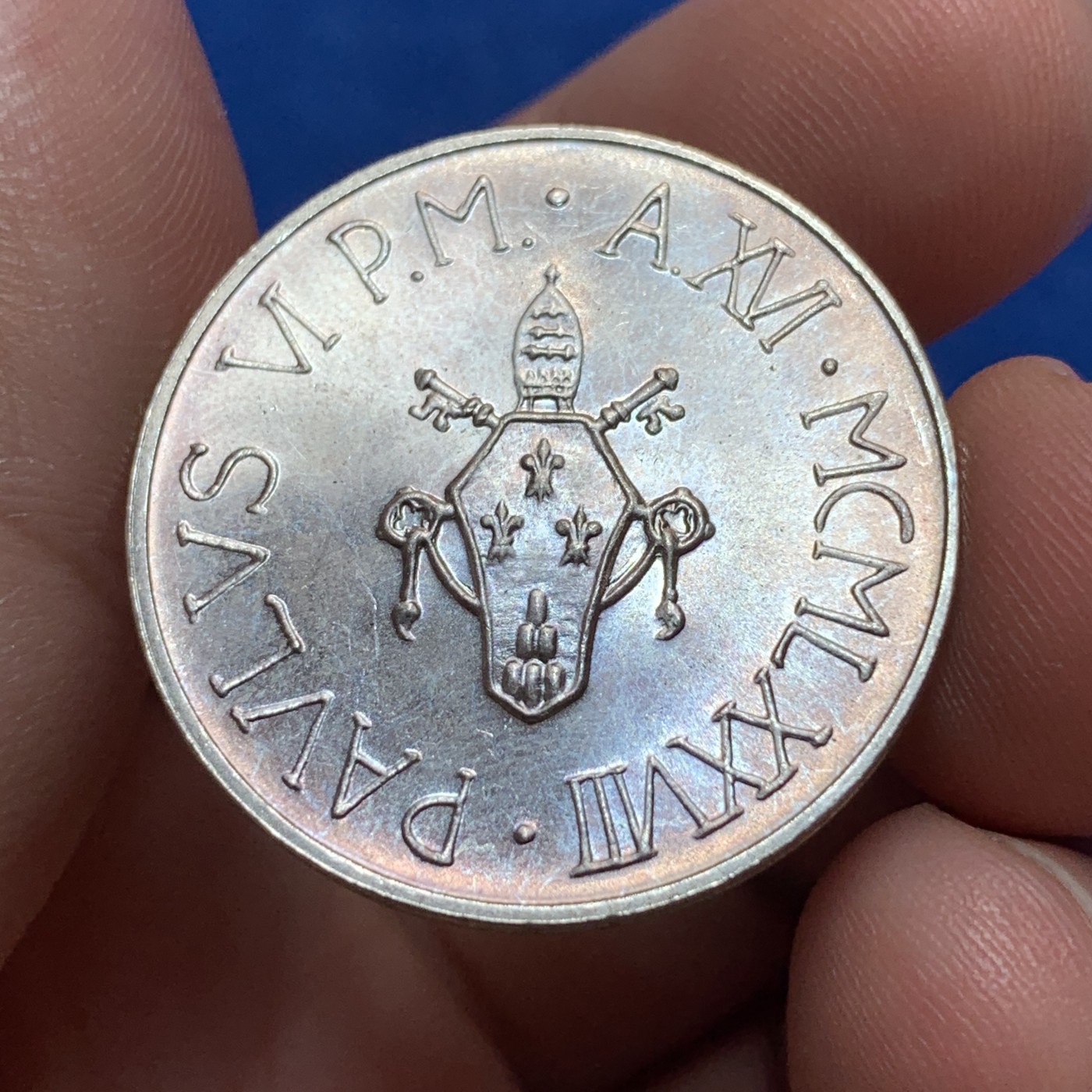 《竞宝斋》第189场-周日，周一 2场 (全场包邮) 梵蒂冈1978年500里拉银币  耶稣在水上行走。