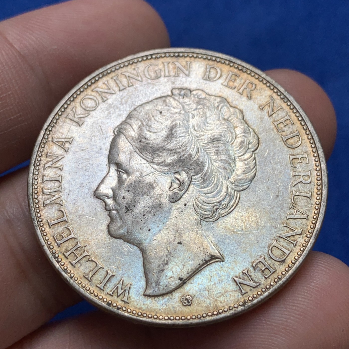 《竞宝斋》第189场-周日，周一 2场 (全场包邮) 荷兰1937年威廉明娜2.5盾大银币 原味包浆