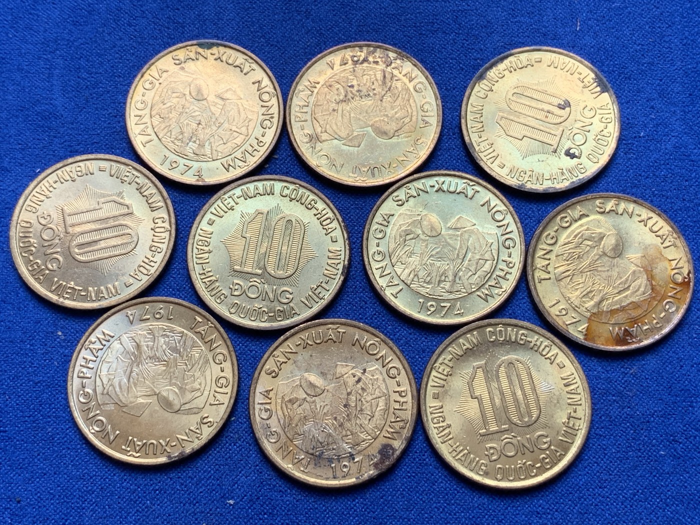 《竞宝斋》第189场-周日，周一 2场 (全场包邮) 10枚一组 南越1974年10盾 FAO 钢镀黄铜纪念币