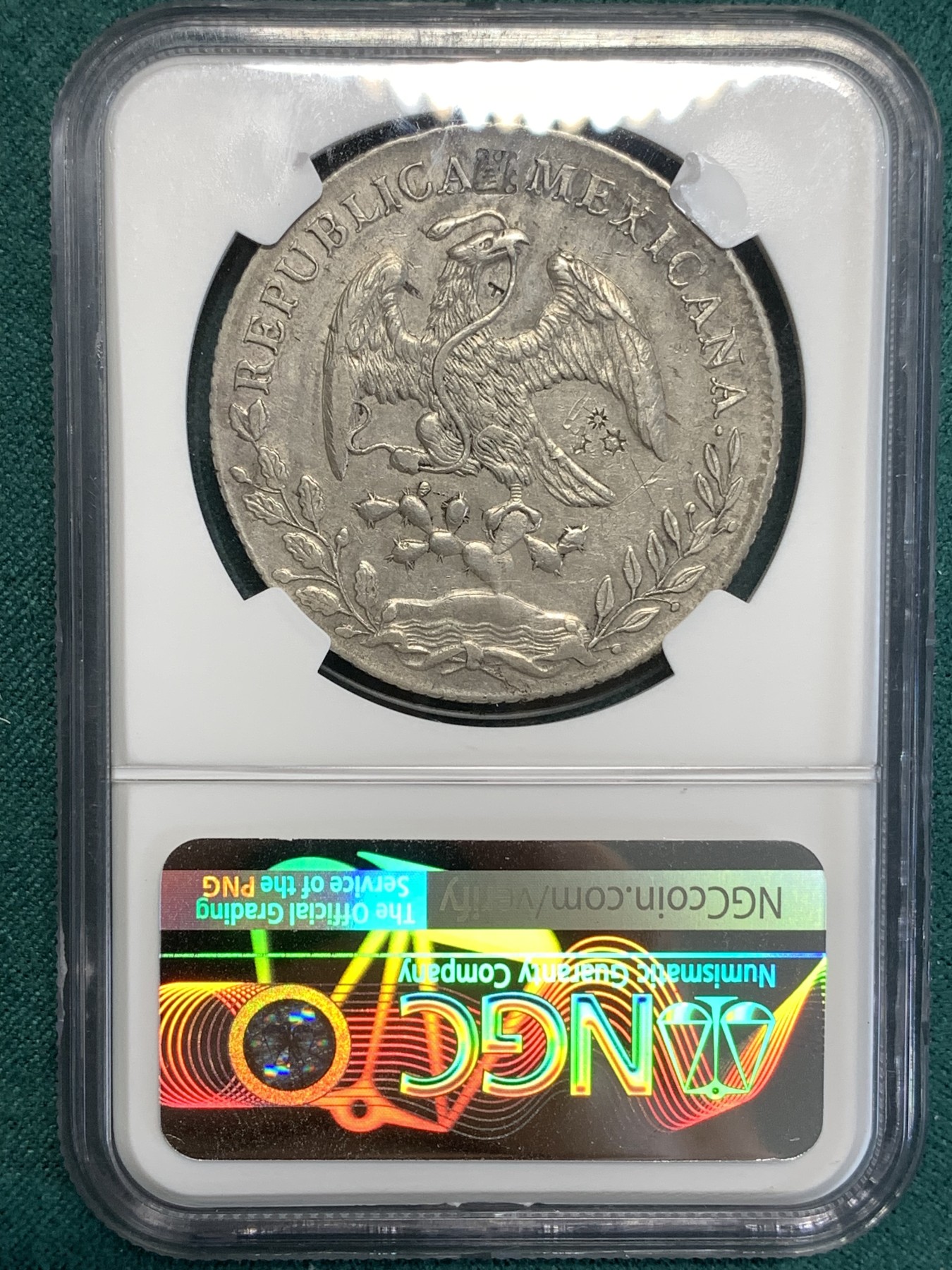 《竞宝斋》第189场-周日，周一 2场 (全场包邮) NGC AU 墨西哥1888年鹰洋 国内很火的吉祥年份 带中文“源”字戳 送礼佳品